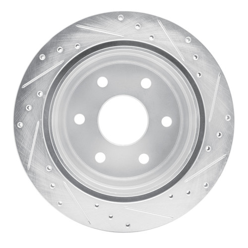 R1 99-07 Chevrolet AVALANCHE 1500 Rear Left Drilled & Slotted Silver Brake Rotor