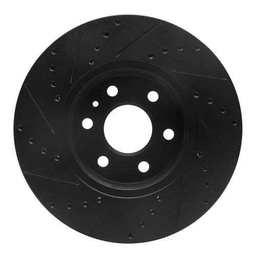 R1 15-20 Chevrolet Colorado Front Right Drilled & Slotted Black Brake Rotor