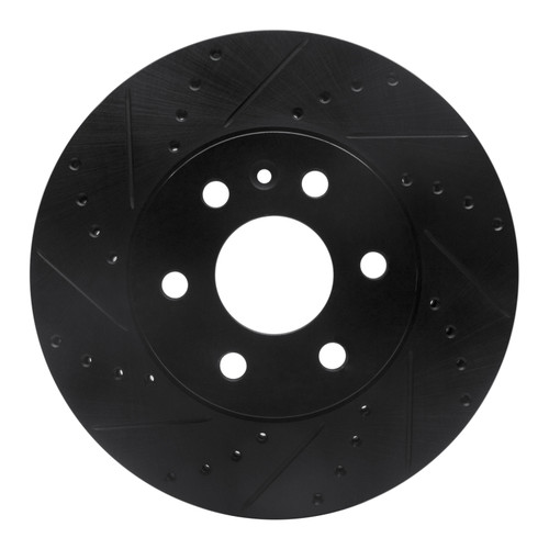 R1 15-20 Chevrolet Colorado Front Left Drilled & Slotted Black Brake Rotor