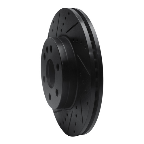 R1 15-20 Chevrolet Colorado Front Left Drilled & Slotted Black Brake Rotor