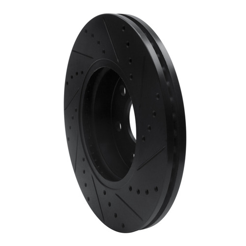 R1 15-20 Chevrolet Colorado Front Left Drilled & Slotted Black Brake Rotor