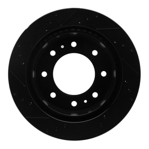 R1 11-25 Chevrolet Silverado 3500 HD Rear Right Drilled & Slotted Black Brake Rotor