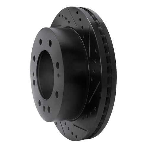 R1 11-25 Chevrolet Silverado 3500 HD Front Right Drilled & Slotted Black Brake Rotor