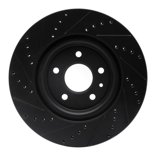 R1 11-19 Ford Explorer Front Right Drilled & Slotted Black Brake Rotor