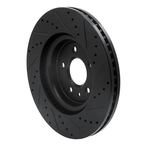 R1 11-19 Ford Flex Front Left Drilled & Slotted Black Brake Rotor