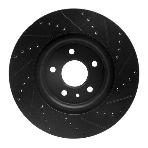 R1 11-19 Ford Flex Front Left Drilled & Slotted Black Brake Rotor