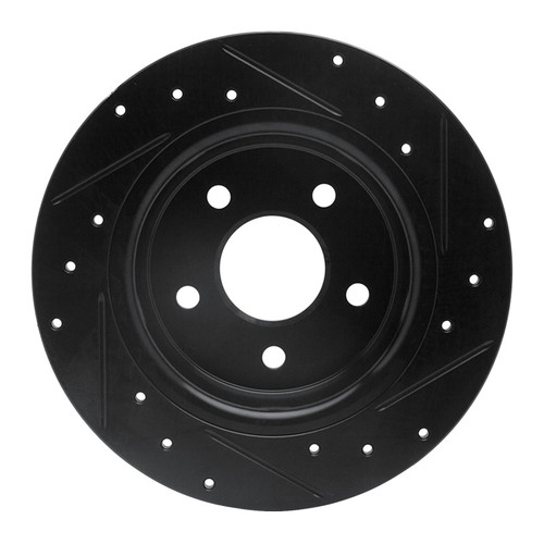 R1 13-18 Ford Transit Connect Rear Left Drilled & Slotted Black Brake Rotor