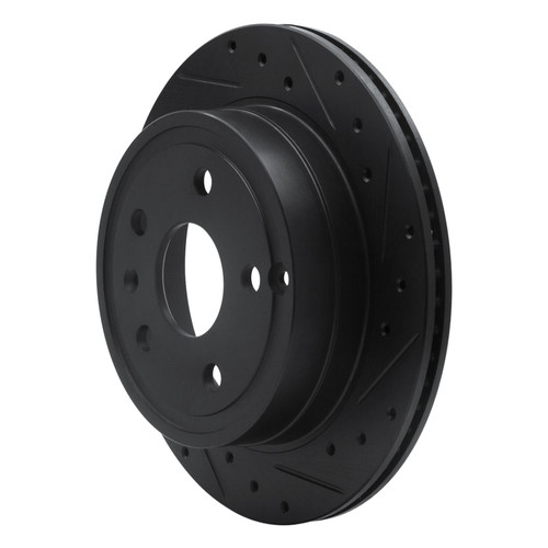 R1 10-17 Chevrolet Equinox Rear Right Drilled & Slotted Black Brake Rotor