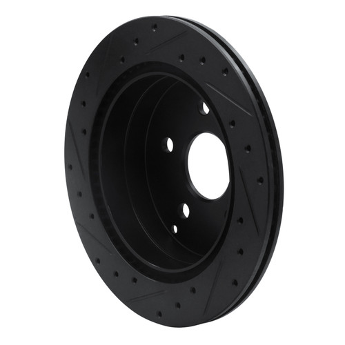 R1 10-17 Chevrolet Equinox Rear Right Drilled & Slotted Black Brake Rotor