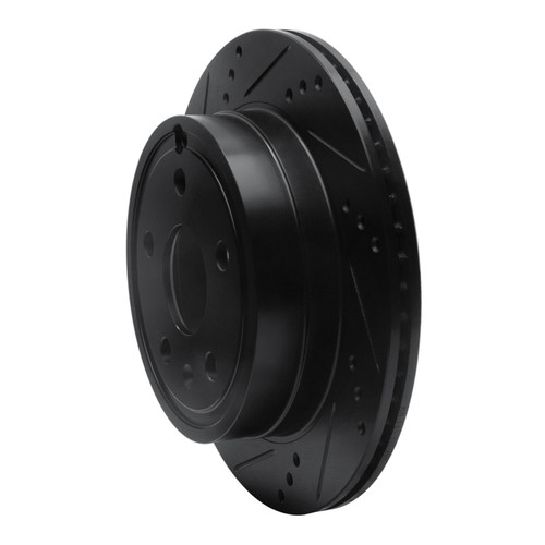 R1 10-17 Chevrolet Equinox Rear Left Drilled & Slotted Black Brake Rotor