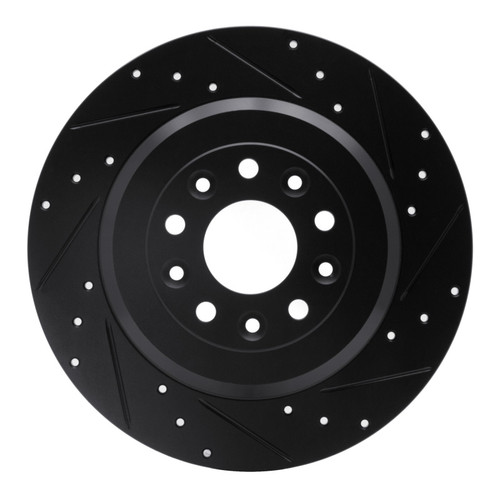 R1 05-19 Ford Freestyle Rear Right Drilled & Slotted Black Brake Rotor