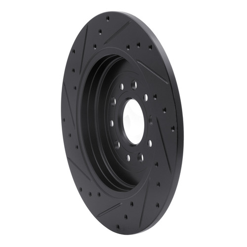 R1 05-19 Ford Freestyle Rear Right Drilled & Slotted Black Brake Rotor