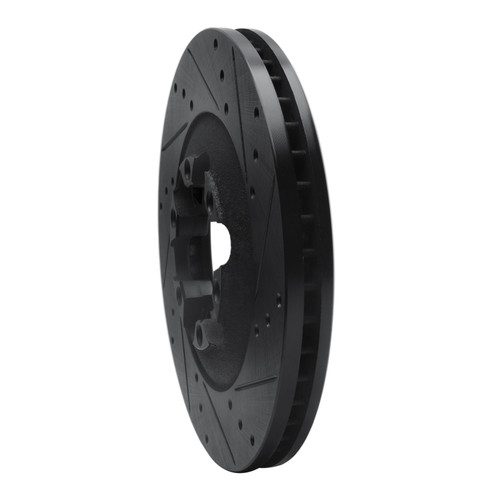 R1 09-12 Chevrolet Colorado Front Right Drilled & Slotted Black Brake Rotor