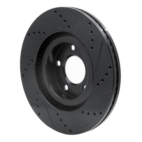 R1 07-15 Ford Edge Front Left Drilled & Slotted Black Brake Rotor