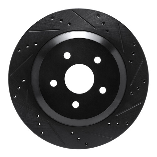 R1 04-07 Ford Freestar Rear Right Drilled & Slotted Black Brake Rotor