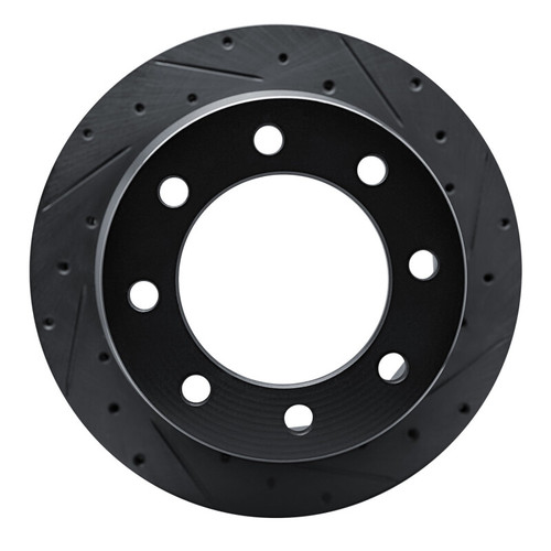 R1 09-20 Chevrolet Express 3500 Rear Right Drilled & Slotted Black Brake Rotor
