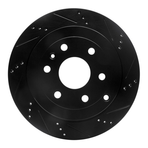 R1 07-17 Buick Enclave Rear Right Drilled & Slotted Black Brake Rotor