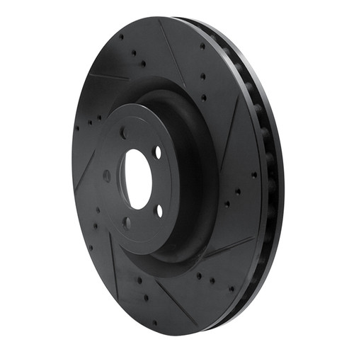 R1 15-23 Ford Mustang Front Right Drilled & Slotted Black Brake Rotor