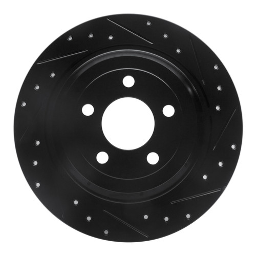R1 15-23 Ford Mustang Rear Right Drilled & Slotted Black Brake Rotor