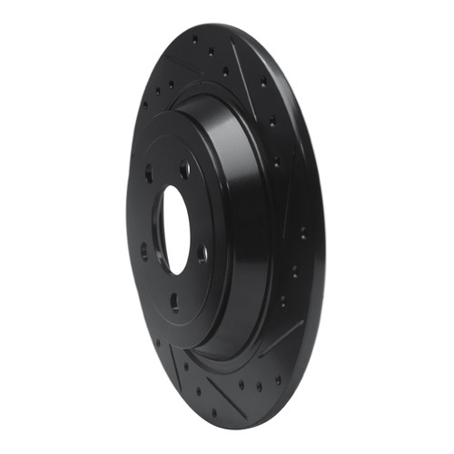 R1 15-23 Ford Mustang Rear Right Drilled & Slotted Black Brake Rotor