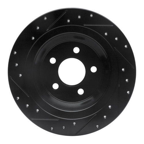 R1 15-23 Ford Mustang Rear Right Drilled & Slotted Black Brake Rotor