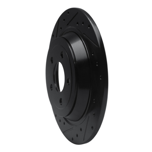 R1 15-23 Ford Mustang Rear Left Drilled & Slotted Black Brake Rotor