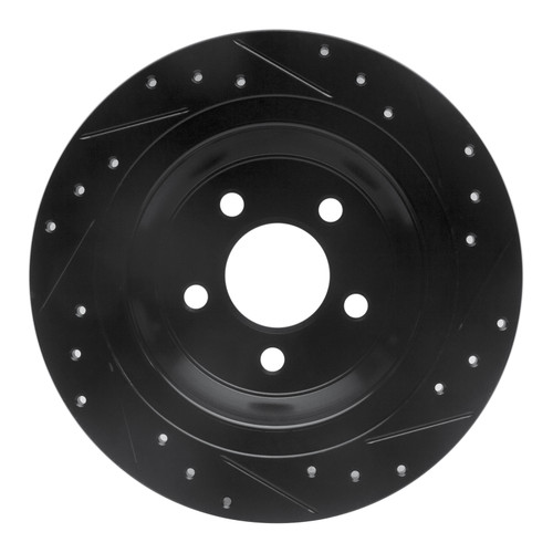 R1 15-23 Ford Mustang Rear Left Drilled & Slotted Black Brake Rotor