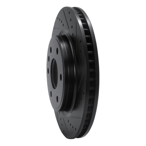 R1 07-17 Buick Enclave Front Right Drilled & Slotted Black Brake Rotor