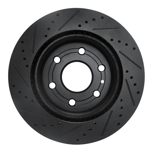 R1 07-17 Buick Enclave Front Right Drilled & Slotted Black Brake Rotor