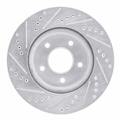 R1 02-07 Chevrolet Equinox Front Right Drilled & Slotted Silver Brake Rotor