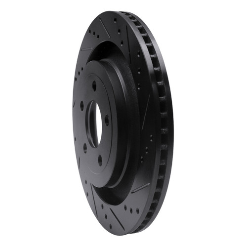 R1 15-23 Ford Mustang Rear Right Drilled & Slotted Black Brake Rotor ECB-54074R