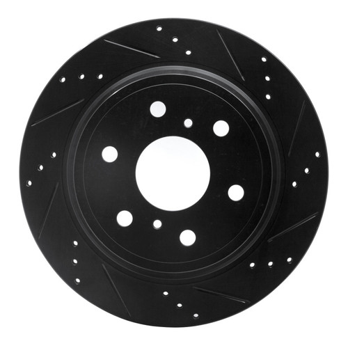R1 07-20 Cadillac Escalade Rear Right Drilled & Slotted Black Brake Rotor