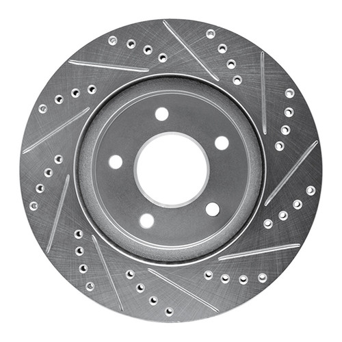 R1 02-07 Chevrolet Equinox Front Left Drilled & Slotted Silver Brake Rotor