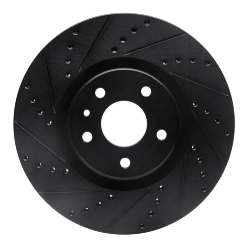 R1 13-20 Ford Fusion Front Left Drilled & Slotted Black Brake Rotor