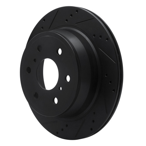 R1 07-20 Cadillac Escalade Rear Left Drilled & Slotted Black Brake Rotor
