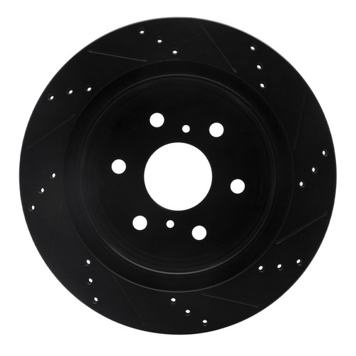 R1 07-20 Cadillac Escalade Rear Left Drilled & Slotted Black Brake Rotor