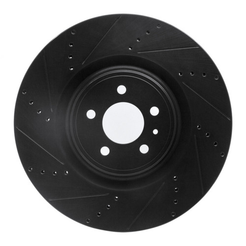 R1 13-14 Ford Mustang Front Left Drilled & Slotted Black Brake Rotor