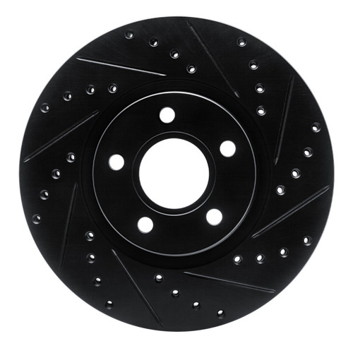 R1 04-19 Ford C-MAX Front Right Drilled & Slotted Black Brake Rotor