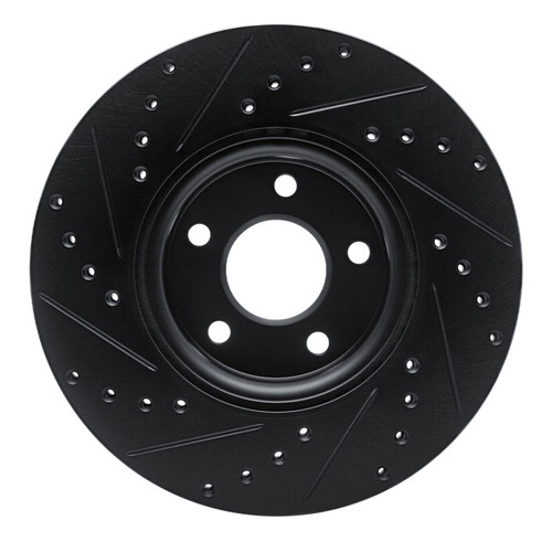 R1 04-19 Ford C-MAX Front Right Drilled & Slotted Black Brake Rotor