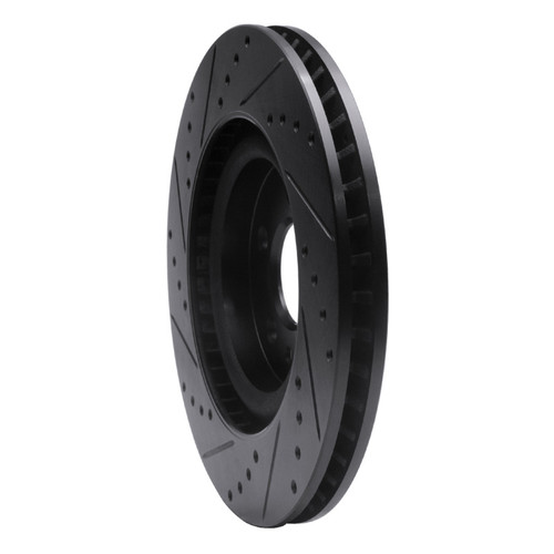 R1 11-14 Ford Mustang Front Right Drilled & Slotted Black Brake Rotor