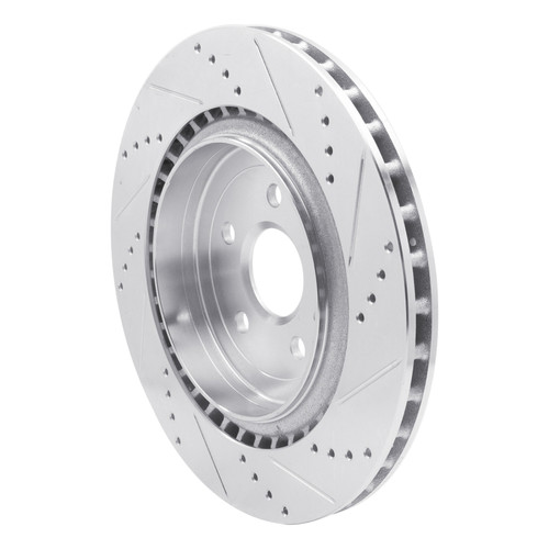 R1 09-24 Cadillac CTS Rear Left Drilled & Slotted Silver Brake Rotor