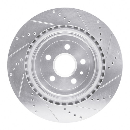 R1 09-24 Cadillac CTS Rear Left Drilled & Slotted Silver Brake Rotor