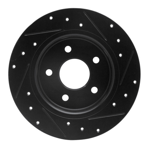 R1 12-18 Ford Focus Rear Left Drilled & Slotted Black Brake Rotor