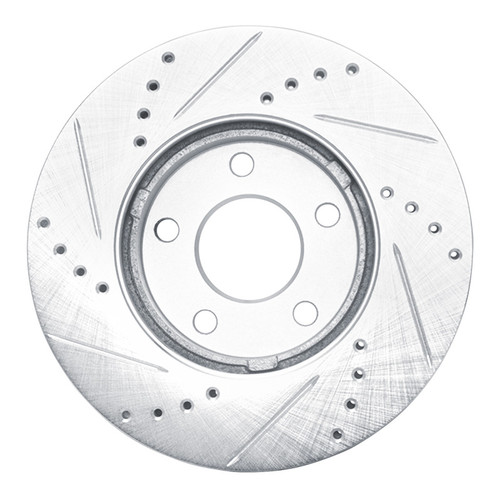 R1 06-11 Chevrolet HHR Front Right Drilled & Slotted Silver Brake Rotor