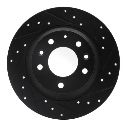 R1 98-15 Ford Fusion Rear Right Drilled & Slotted Black Brake Rotor