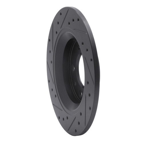 R1 98-15 Ford Fusion Rear Right Drilled & Slotted Black Brake Rotor