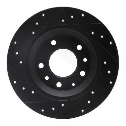 R1 98-15 Ford Fusion Rear Right Drilled & Slotted Black Brake Rotor