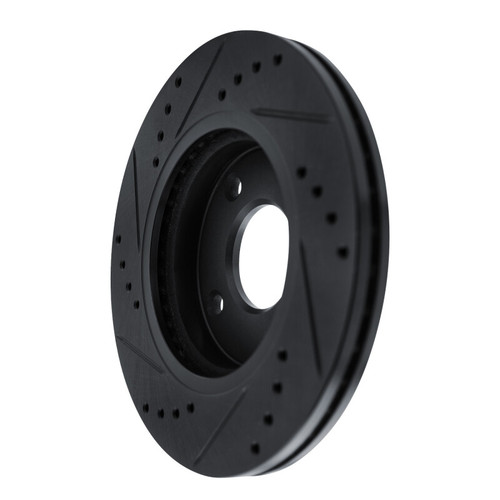 R1 11-19 Ford Fiesta (USA/Canada) Front Right Drilled & Slotted Black Brake Rotor