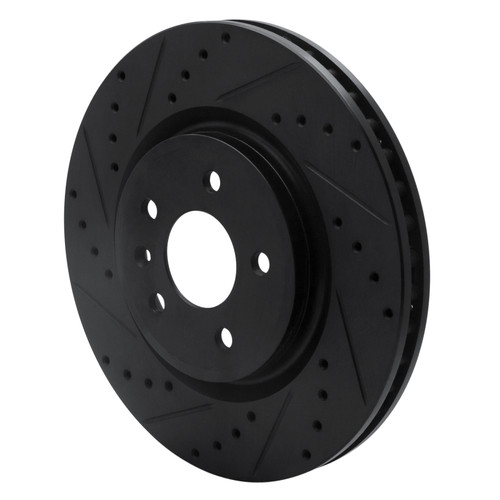 R1 09-10 Ford Taurus SHO Front Left Drilled & Slotted Black Brake Rotor