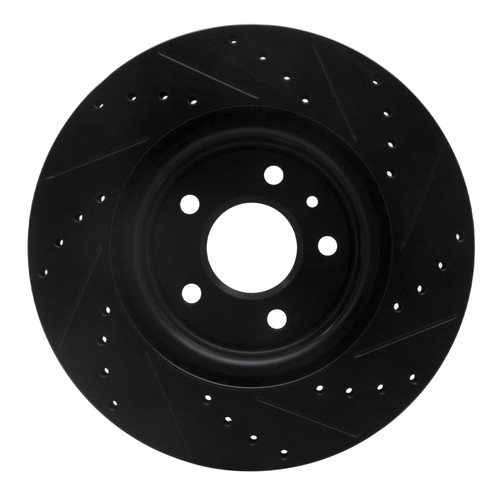 R1 09-10 Ford Taurus SHO Front Left Drilled & Slotted Black Brake Rotor